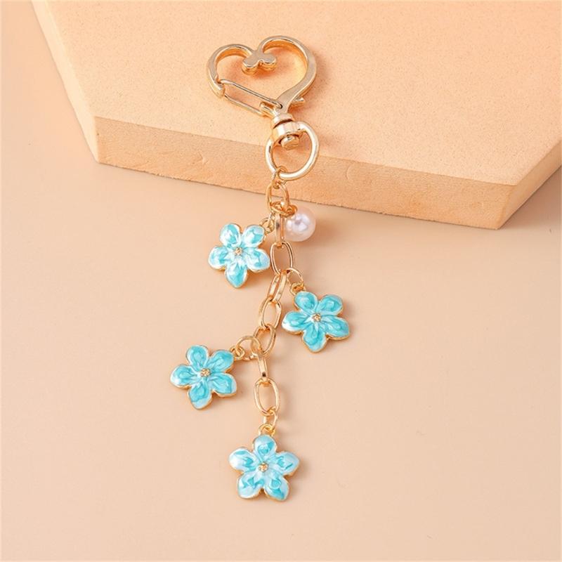 Elegant Pearls And Cherry Blossom Handbag Bag Charm With Heart Clasp Bags Pendant Keyring Decors For Fashionable Women