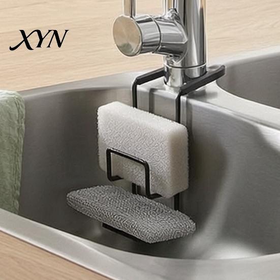 Adjustable Faucet Rack Kitchen Sink Sponge Holder, Double Layer Iron Organizer, Rustproof Utility Hollow Design Storage for Dish Soap And Cleaning