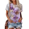 Modisches Damen Rundhals Kurzarm 3D Lässiges Farbprint Lässiges Kurzarm Rundhals T-Shirt