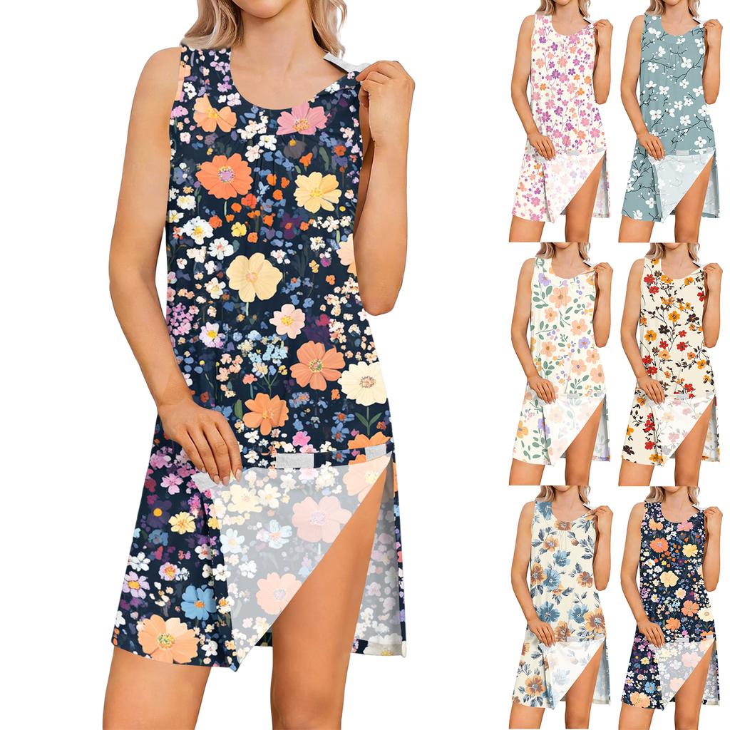 Sleeveless Floral Print Nightdress for Women Lightweight Casual Relaxed Fit Summer Dress
