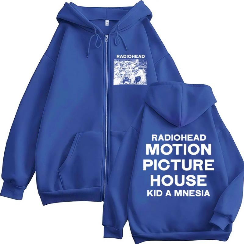 Rock Band Radiohead Motion Picture House Kid A Mnesia Zipper Hoodies Men's Women Clothing Casual Zip Up Hooded Sweatshirts Coats