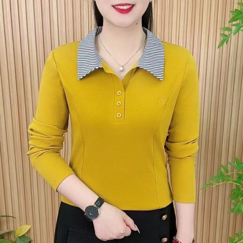 Módní westernové tričko pro ženy Jednoduchý klopový límec Dlouhý rukáv Výšivka Štíhlý střih Jarní a podzimní polokošile