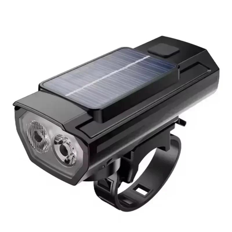 Solar Power Bike Light Rotary Zoom Bicycle Headlight USB Rechargeable Cycling Front Lamp Super Bright Bicycle Flashlight