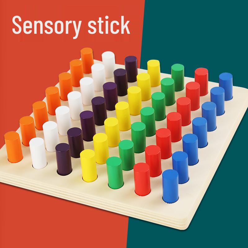 Montessori Wooden Sensory Training Toys for Early Childhood Education - Stick and Rope Insertion Set