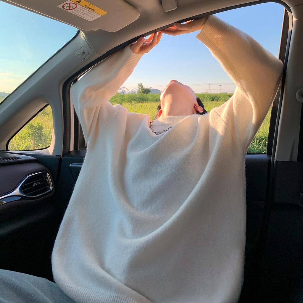 Men's Retro Knit Base Layer - Loose Fit for Autumn & Winter