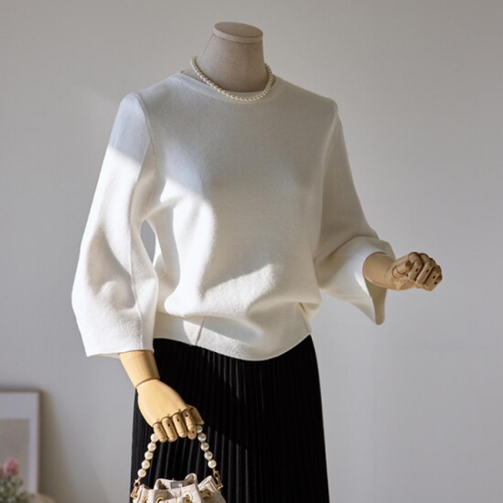 Customable Puff Sleeve Round Knit T2501kn013a