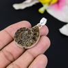 Ammonite Fossil Gemstone Handmade 925 Sterling Silver Jewelry Pendant 2.29" KG-136
