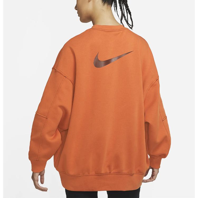 Women's Nike Sweatshirts Women's Orange Crew Neck Moderate Straight Fit