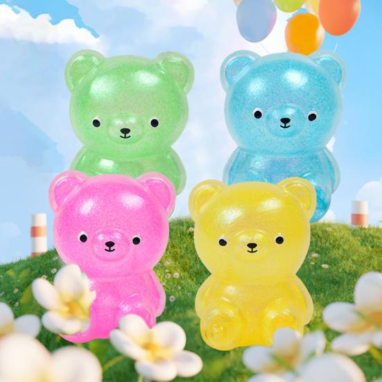 1/4 Stück Cartoon Bär Quetschspielzeug Langsam zurückfedernd Weich TPR Stress Angst Abbau Tragbar Kinder Jugendliche Erwachsene Bunt Tier Squishies Sensorisches Fidget Spielzeug