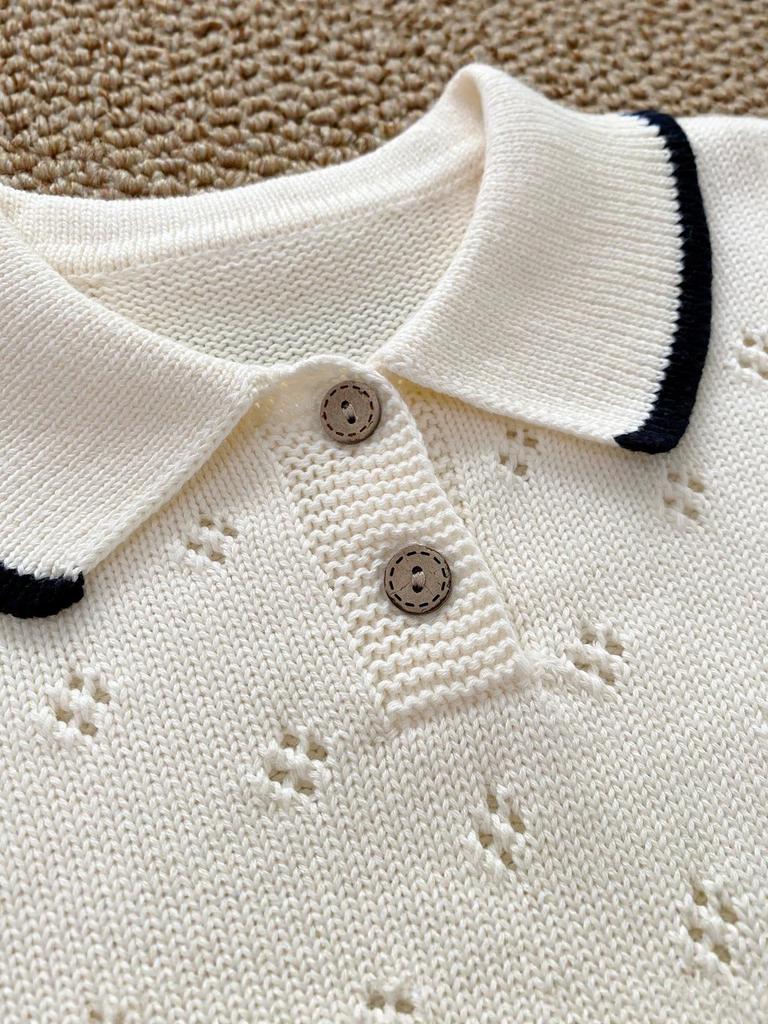Boys' Pure Cotton Knit Sweater and Shorts Set - Long Sleeve Spring/Autumn, Suitable for Boys and Girls