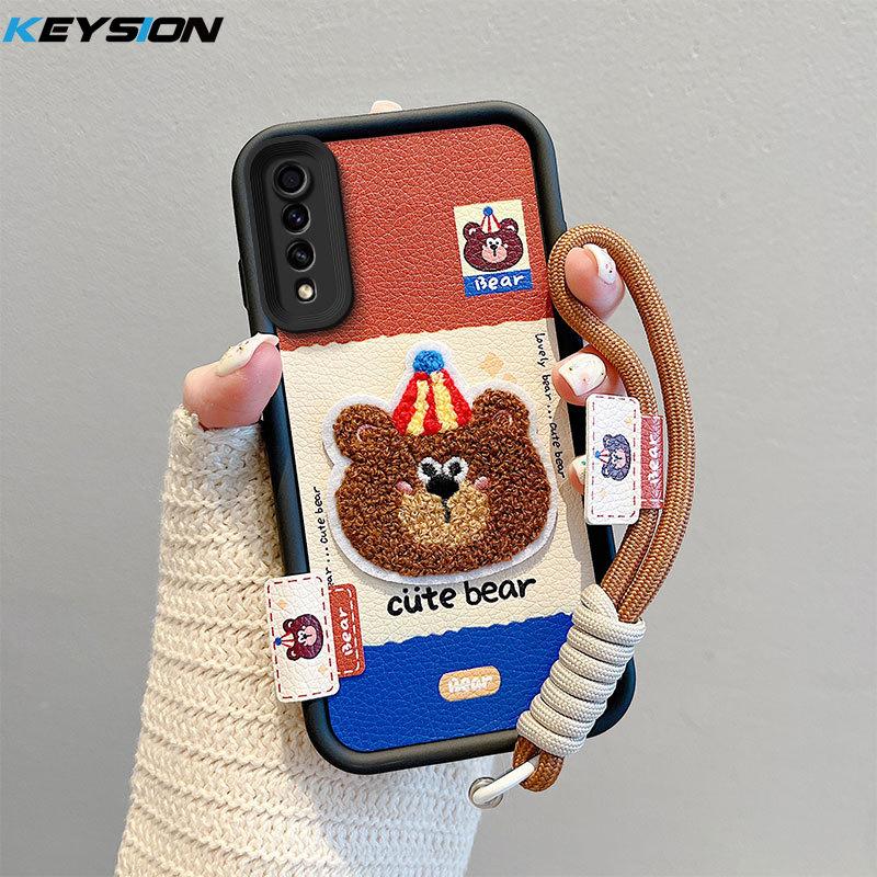 

KEYSION Cartoon Cute Plush Embroidery Case for Samsung A50 A50S A30S with Lanyard Shockproof Phone Cover for Galaxy A30S A50S for Samsung A30S