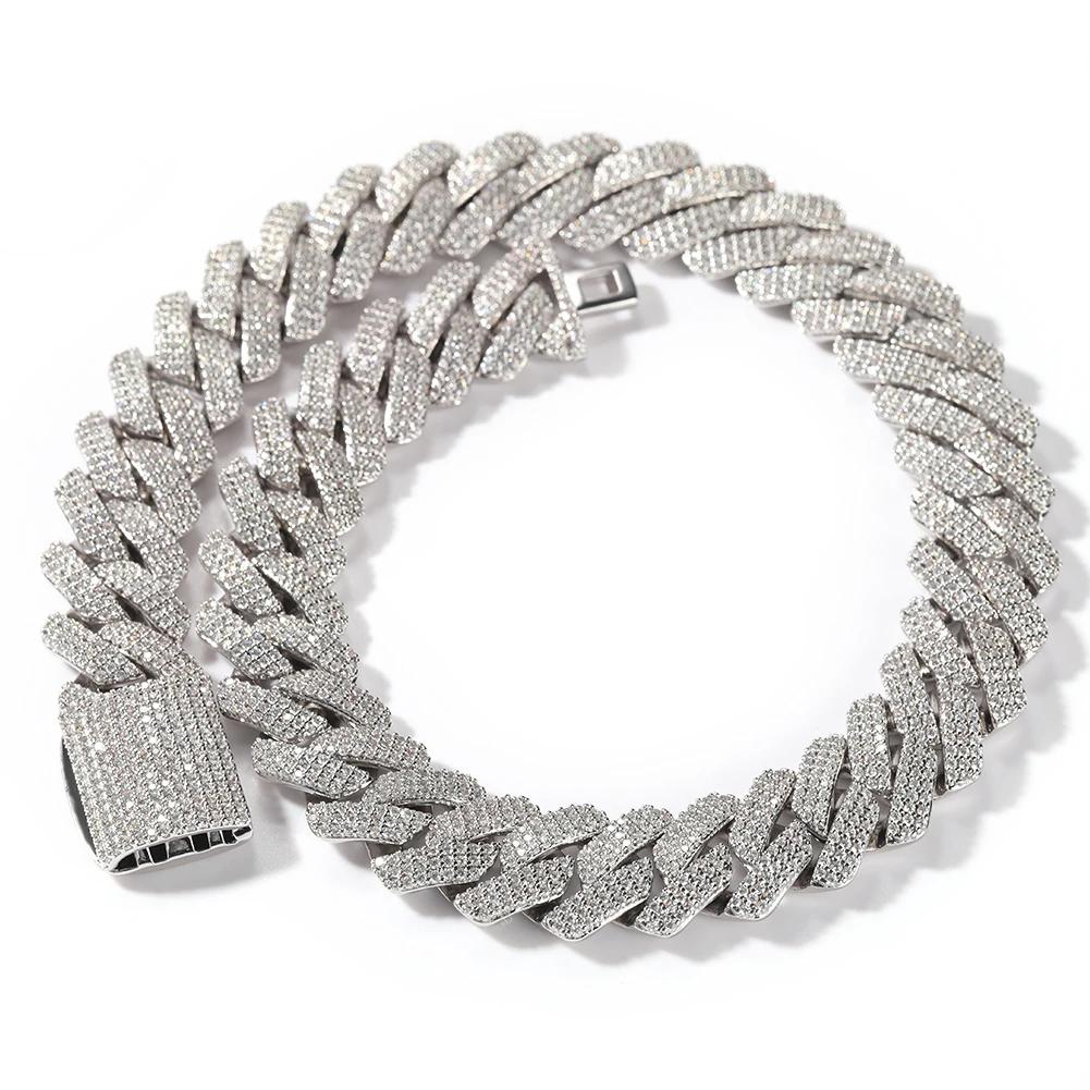 THE BLING KING 20mm Big Heavy Cuban Chain Micro Paved 3 Rows Cubic Zirconia Prong Link Choker Necklace Hiphop Punk Jewelry