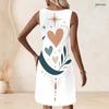 Plus Size Women Round Neck Sleeveless Tank Midi Dress Summer Comfort Casual Apparel