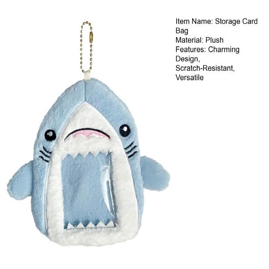 Shark Plush Card Sleeve Storage Bag Soft Touch Card Cover Identity Card Photo Protection School Office Daily Commute Organizer
