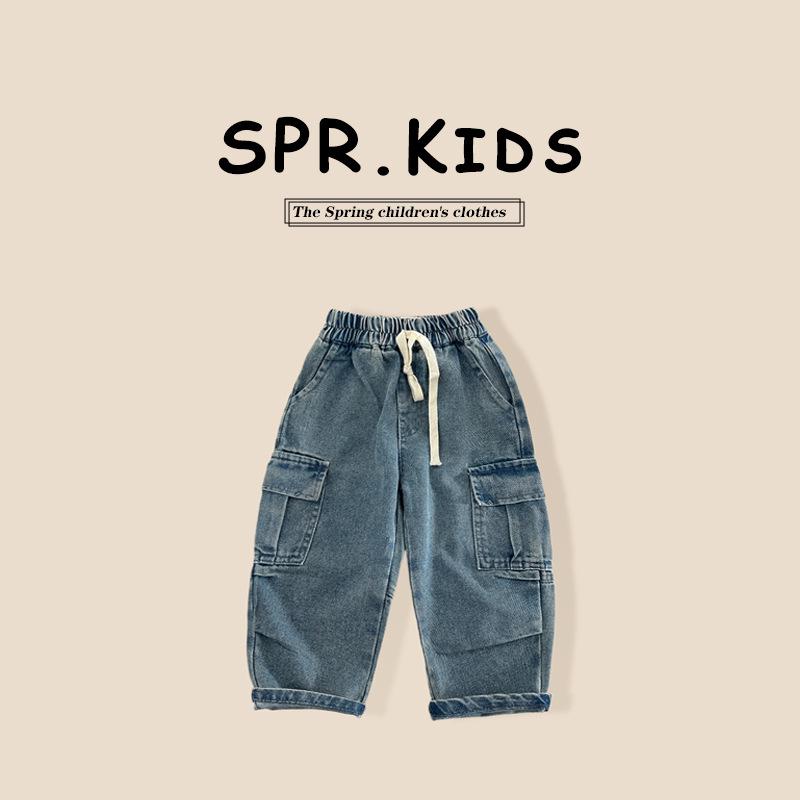 Spring 2025 Cool Multi-Pocket Jeans for Boys - Casual Children's Long Pants