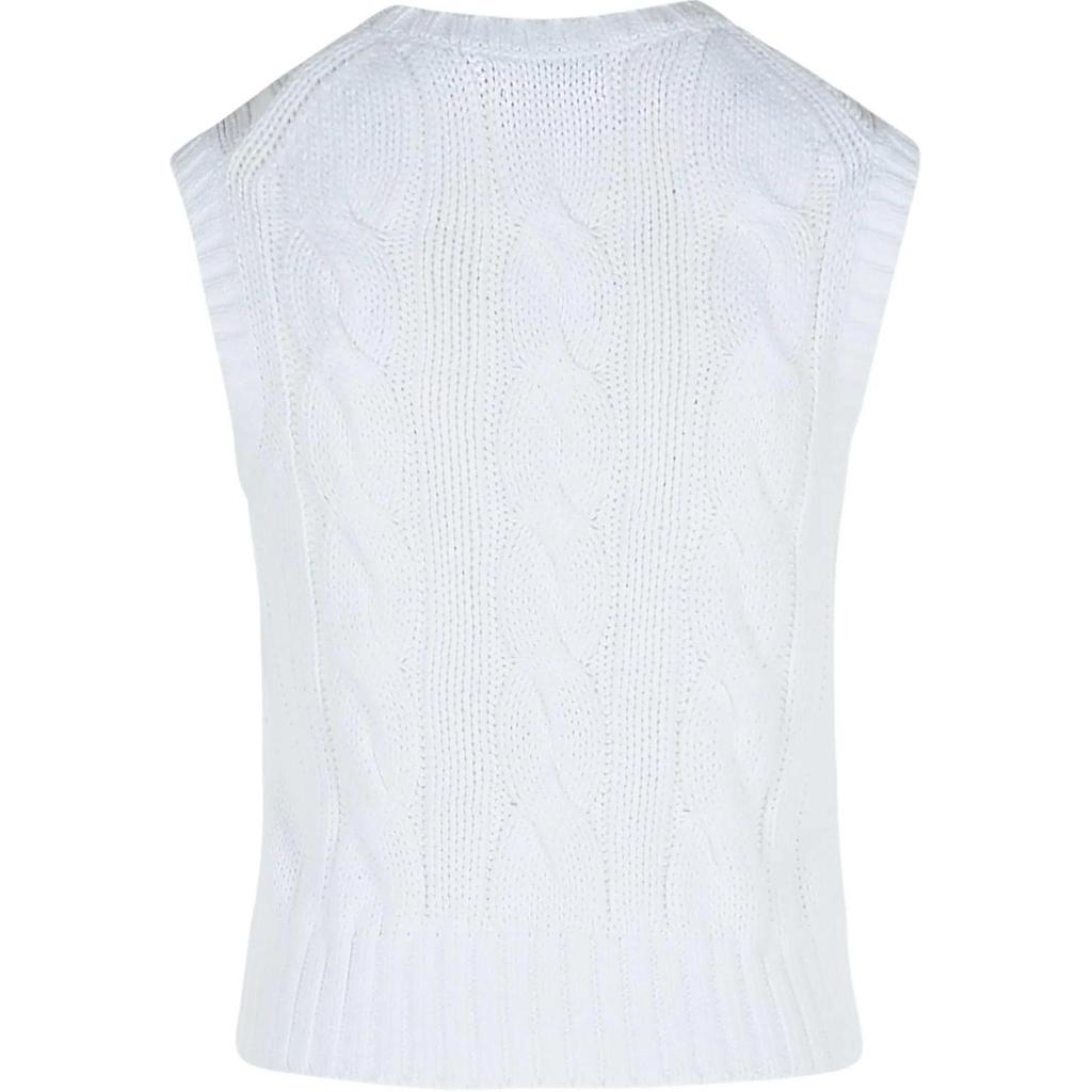 Polo Ralph Lauren Einfarbiger Ärmelloser Strickpullover Damenpullover Weiß 211959295-001