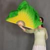 10/20cm Half Circle Silk Veil Pairs Yangko Dance Bamboo Fans Hand Dye Adults Fan  Kid Women