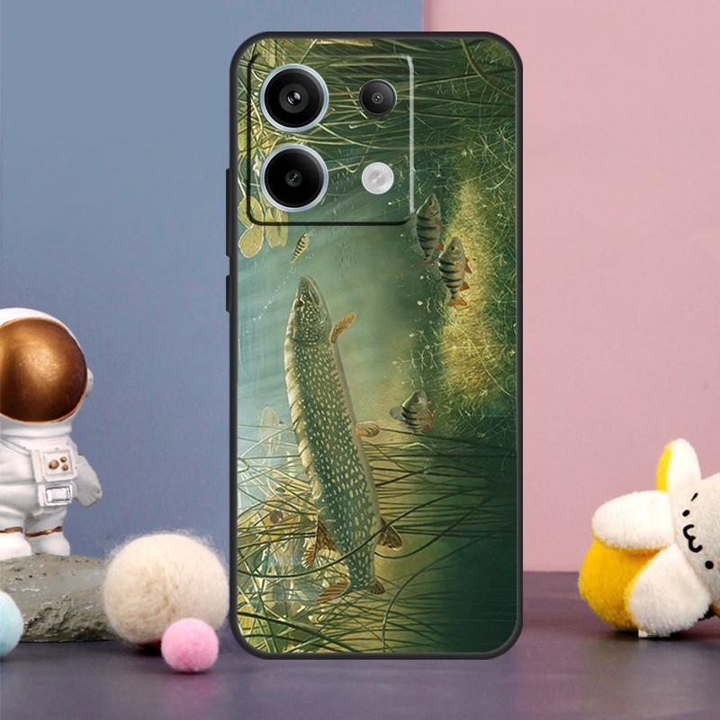 

Pike Fish Fishing Lure Case For Xiaomi Redmi Note 14 9 10 11 12 13 15 Pro Plus Redmi 15 15C 14C 10C 12C 13C Cover Redmi 12 4G