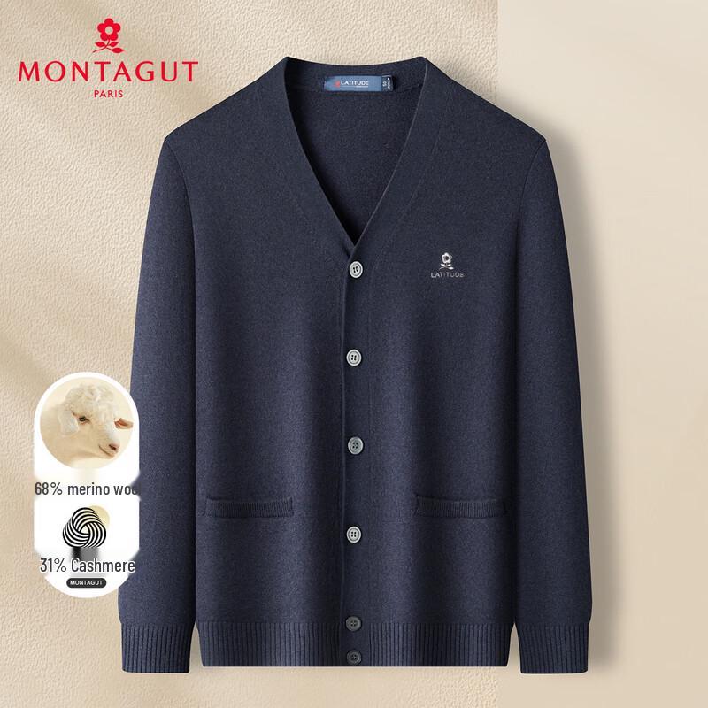 

MONTAGUT Men s V-Neck Wool-Cashmere Cardigan L