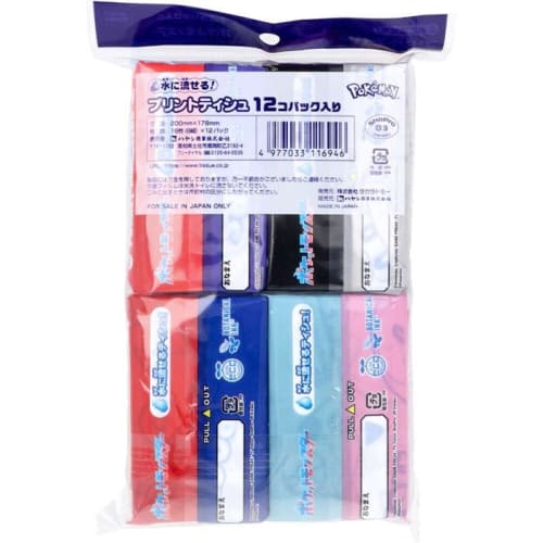Flushable Printed Tissues, Pok?mon, 16 Sheets (8 Pairs) x 12 Rolls