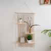 Macrames Wall Shelf 3 Tiers Tassels Shelves for Wall Tapestry Hangings Shelves Cotton Rope Organizers Indoor Plant Decors