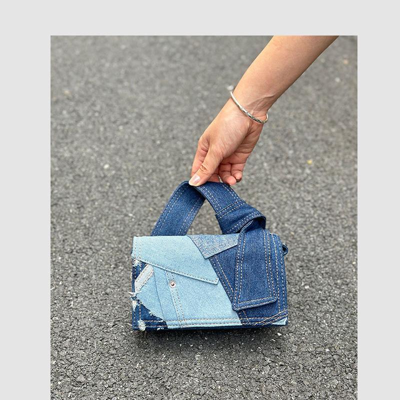 Denim Spliced Crossbody Bag for Girls Fashion Versatile Casual Shoulder Bag Advanced Commuter New Handbag