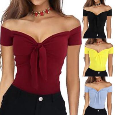 European and American Style Summer New V-neck Women's Blouse, Beach Party Slim T-shirt