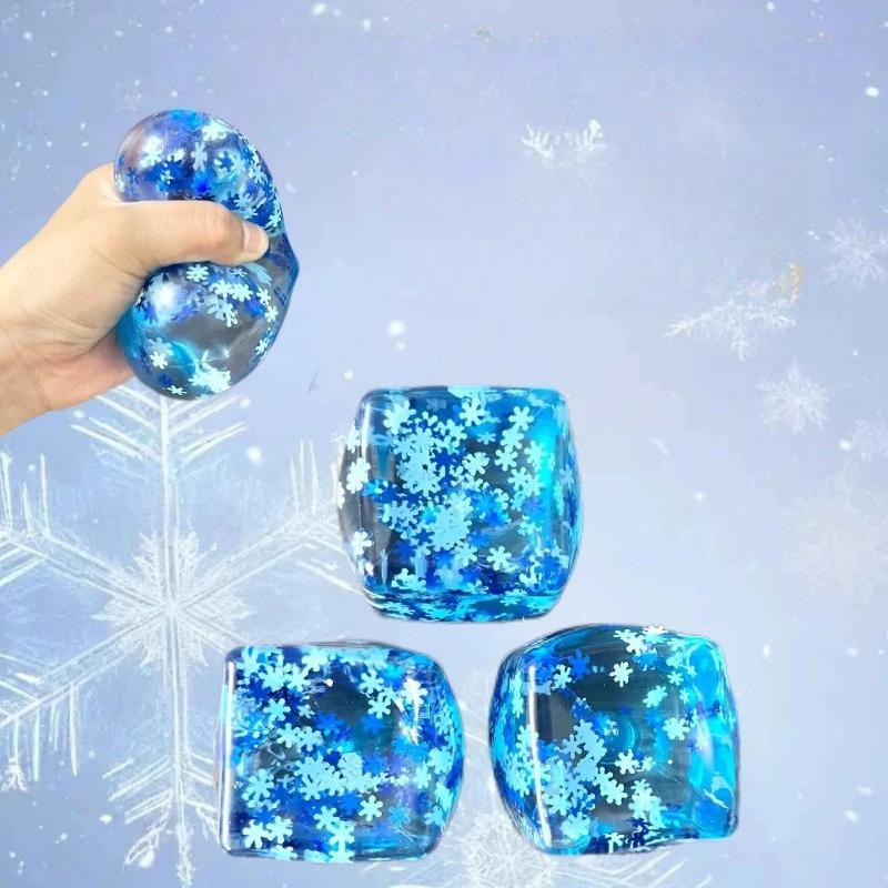 Squishy Snowflake Ice Cubes Slow Rising Sensory Fidget Toy Soft Ice Cubes Stress Relief Squeeze Toy Hand Exercise Calming Tool