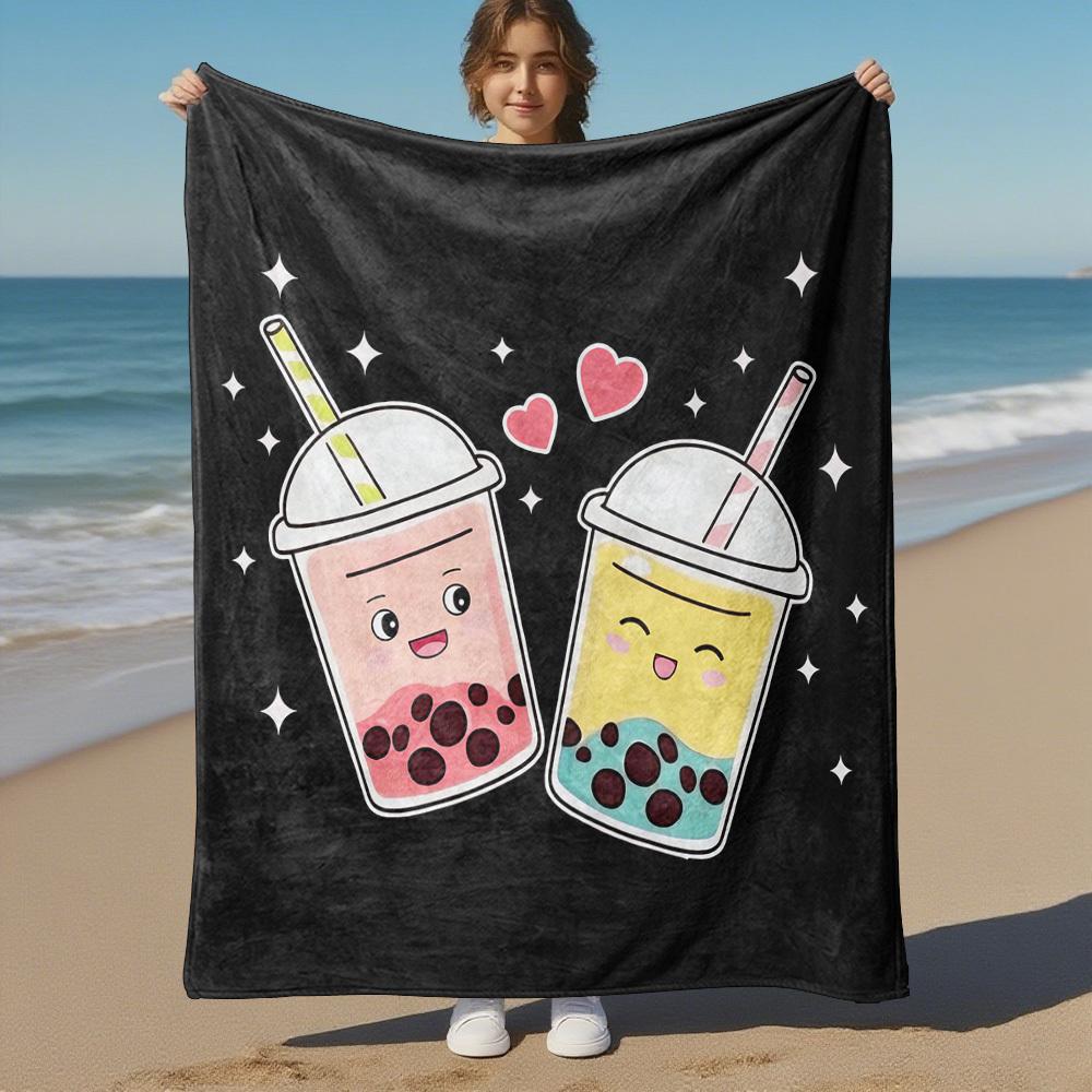 Bubble Tea Outdoor Flannel Blankets, Outdoor travel, Home Blankets, Fan Gifts,Suitable for All Seasons, Christmas Gifts. R1127094