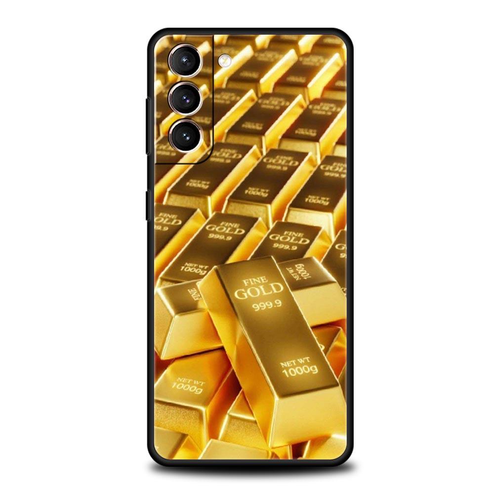 Goldenes Geldmuster Handyhülle Für Samsung Galaxy S25 Edge S24 S23 S22 S21 Ultra S20 FE 5G S10 S10E S9 Plus Weiche TPU-Abdeckung