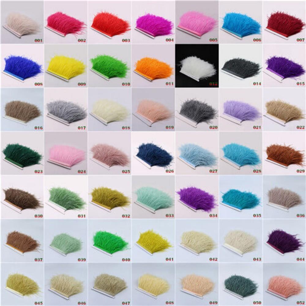 Feder1M Natürliche Flauschige Straußenfederborte Weiß Schwarz Straußenfeder für DIY Bastelband Brautkleid Nähen Kleidung Dekoration 8-10cm