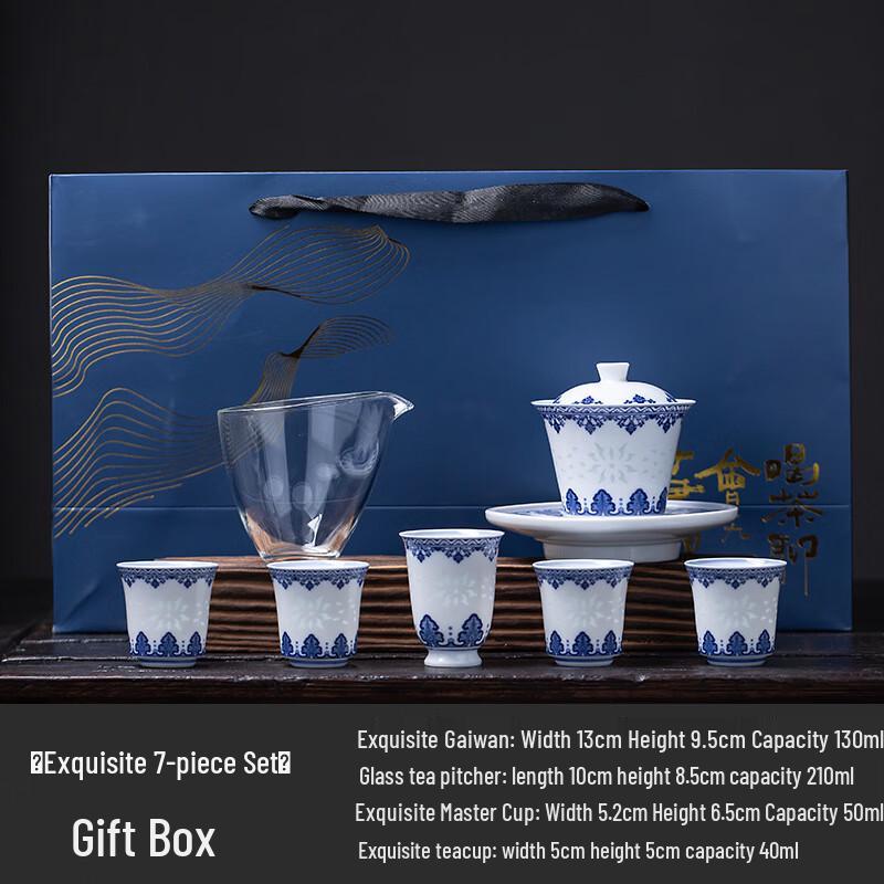 

Shangqi Hand-Painted Blue & White Porcelain Tea Set