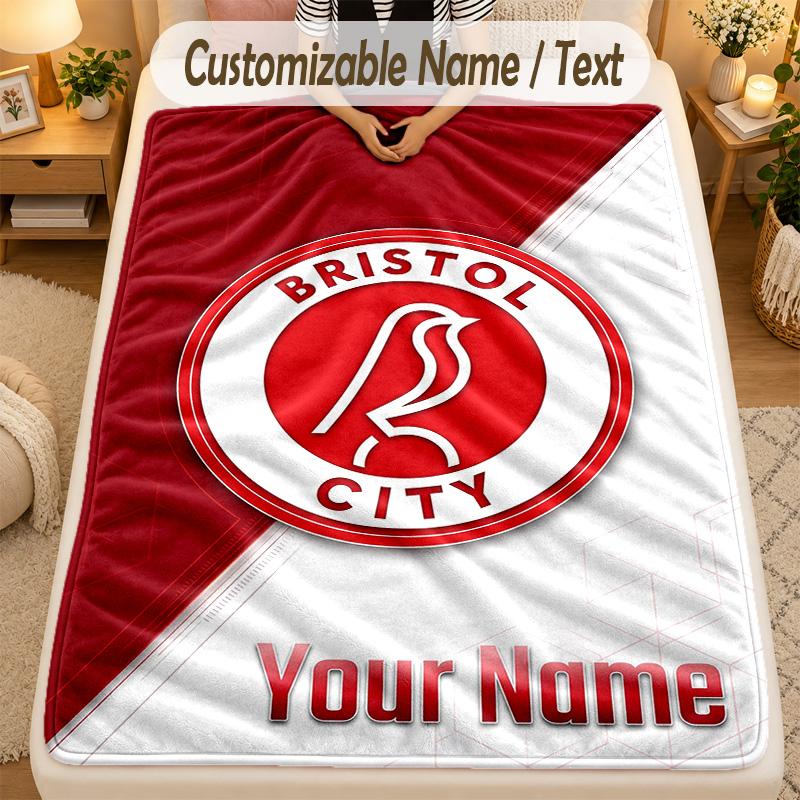 Flannel BlanketBristol City Custom Name Text Personalized Soft Warm Throw Blanket Home Decor Gift