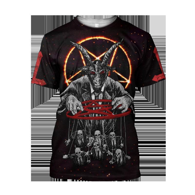 Devil Satan 3D Printed Men's T-shirts Summer Fashion Harajuku Hip Hop Casual Tees Streetwear Personality Round Neck Y2k Tops
