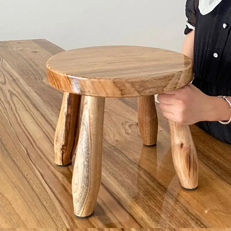 Домашний низкий табурет для обуви, популярный в интернете, для детей и взрослых, маленький круглый табурет из массива дерева, круглый табурет.
