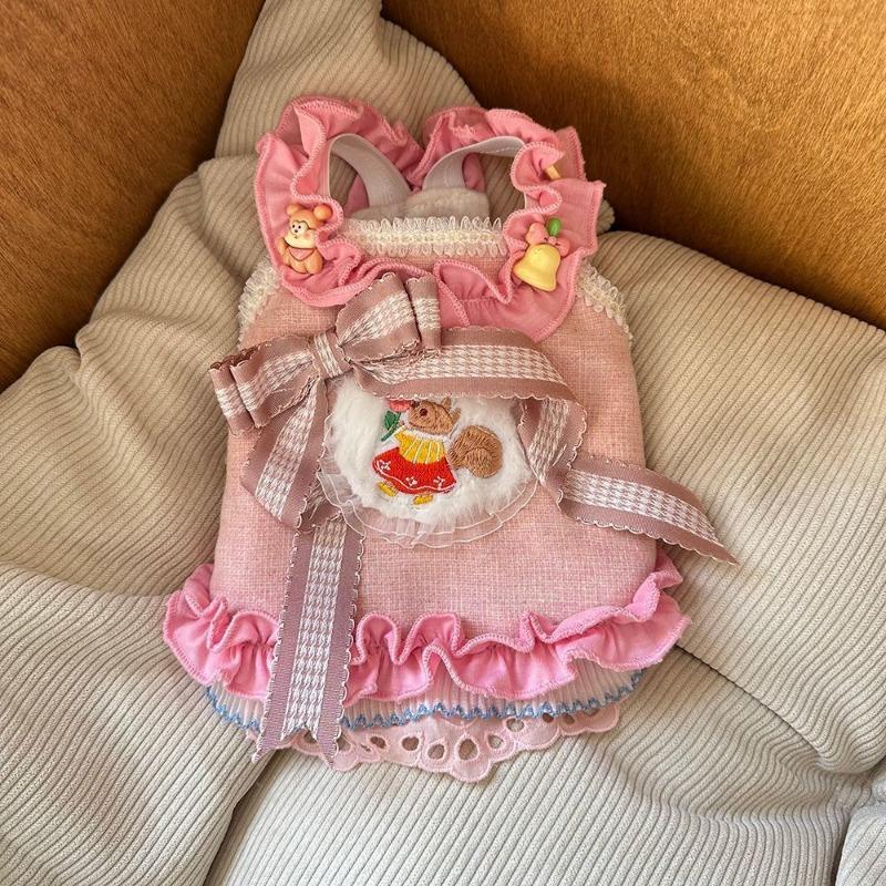 Spring and Autumn Dog Cat Pet Clothes Handsome Yorkshire Maltese Small Dog Girl Pink Suspender Skirt