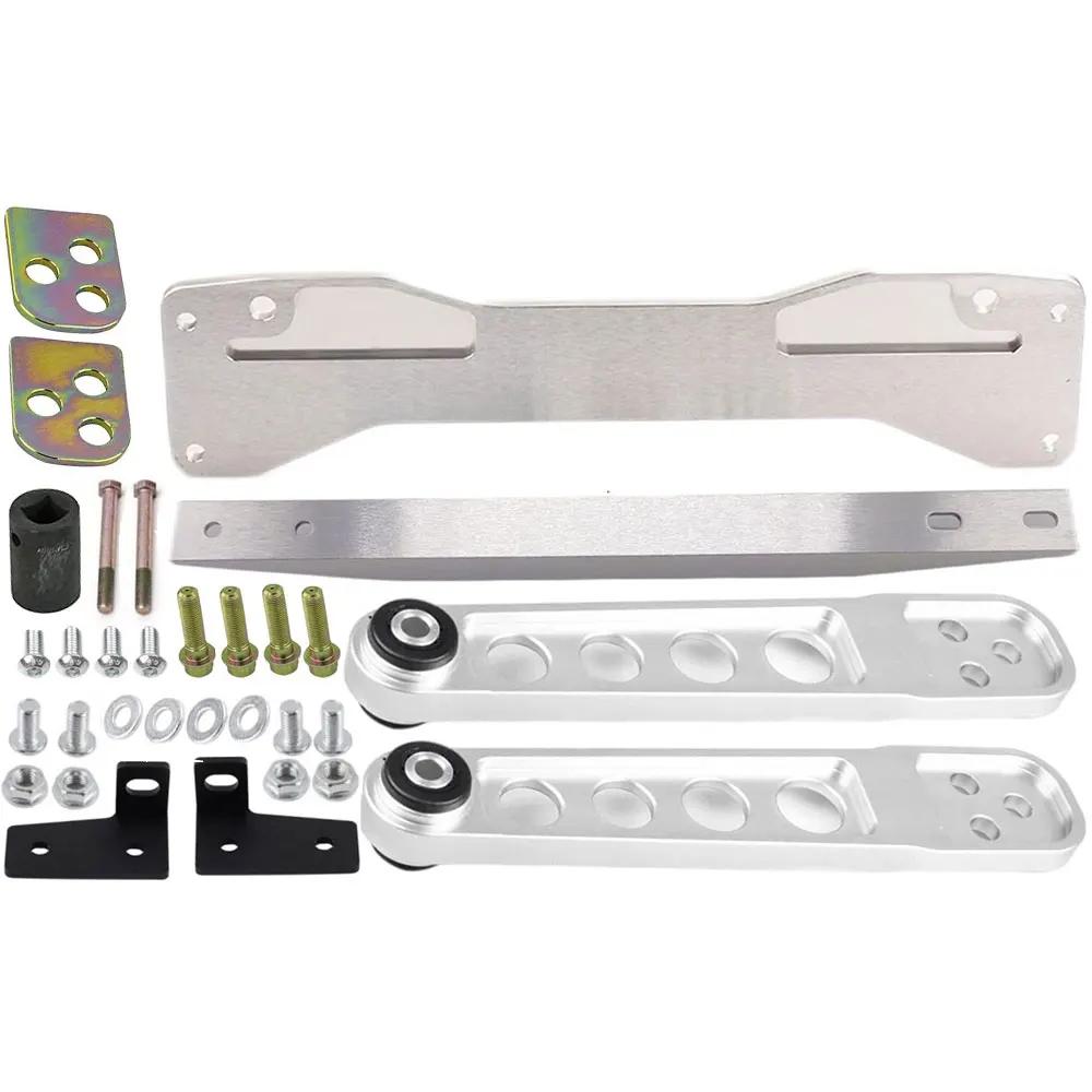 LOWER CONTROL ARMS LCA with REAR LOWER TIE BAR WITH Rear SUBFRAME BRACE FIT For Honda Civic Si 01-05 ES EM EP3 Aluminum