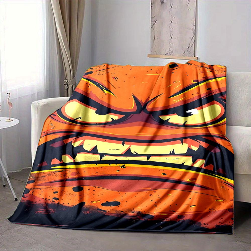 1pc Angry Face Blanket, Lightweight Flannel Throw Blanket For Sofa, Bed, Travel, Camping, Living Room, Office, Couch, Chair, And Bed