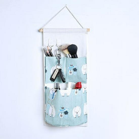 Wall-Mounted Fabric Storage Bag: Hanging Organizer for Bedside or Wardrobe