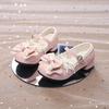 Girls High Heeled Dress Shoes Princess Chic with Double Bow-knot Kids Princess Wedding Party High Heels Fashion Leather Shoes