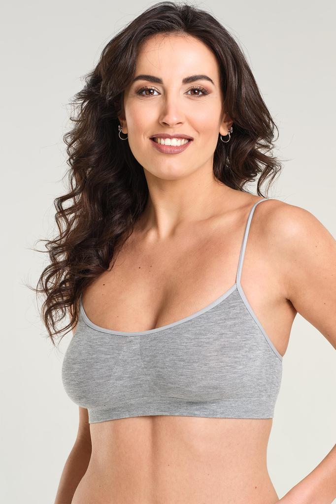Soft Women's Bra Without Wires and with Smooth Cups, Gray Soft Women's Bra Without Wires and with Smooth Cups, Gray