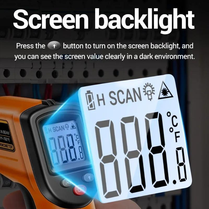 Digital Infrared Thermometer TH201 High Sensitivity Backlight Screen Laser Positioning  with High and Low Temperature Range Tools with Digital Display