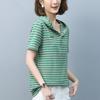 Flow Temperament Fashion Striped Hooded Short Sleeves Summer New Casual Large Size Women's Clothing Slim Top