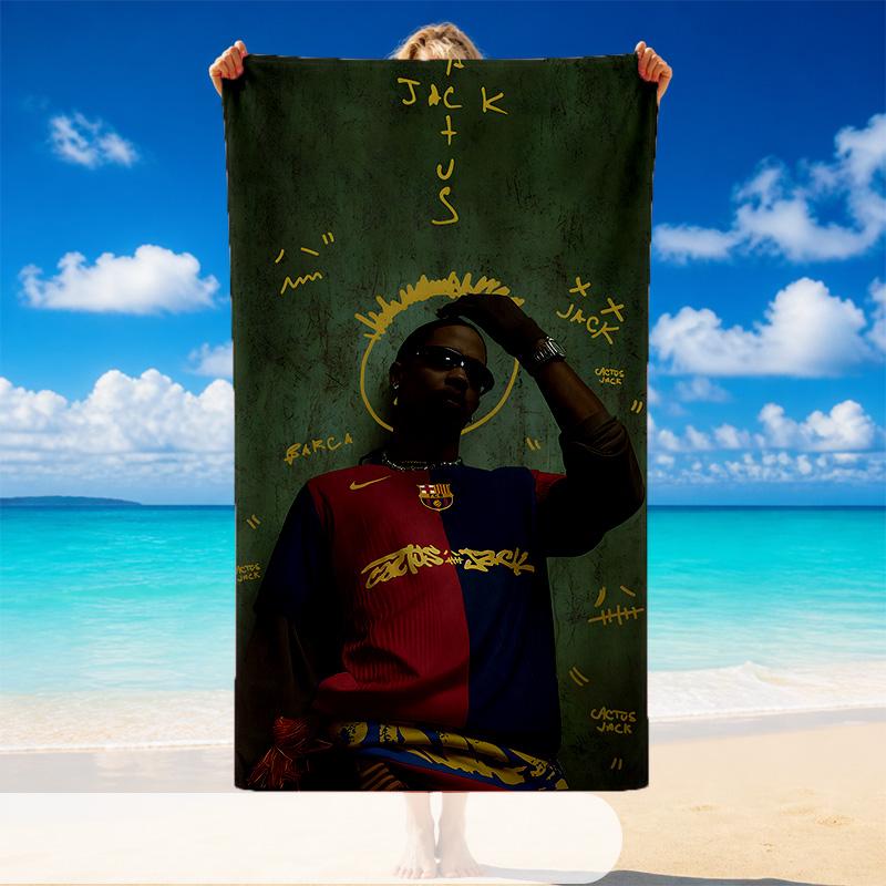 Quick Dry Beach Towel Travis Scott Pattern, Lightweight Absorbent Towel for Pool Beach Vacation Use