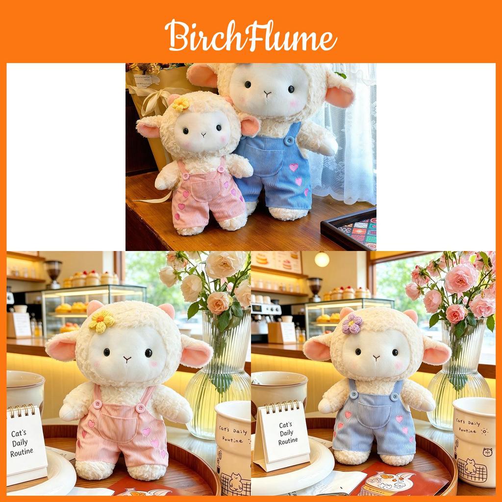 Backstrap Sheep Plush Toy With Flower Design Soft Cotton For Kids And Collectors