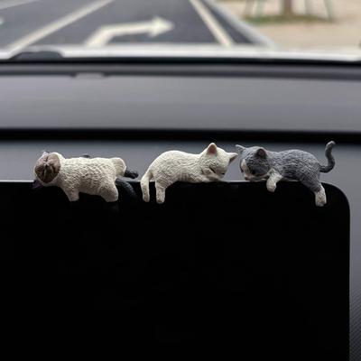 Car Landscape Cat Ornaments Sleeping Cat Car Interior Center Console Navigator Screen Decoration Home Decor Miniatures
