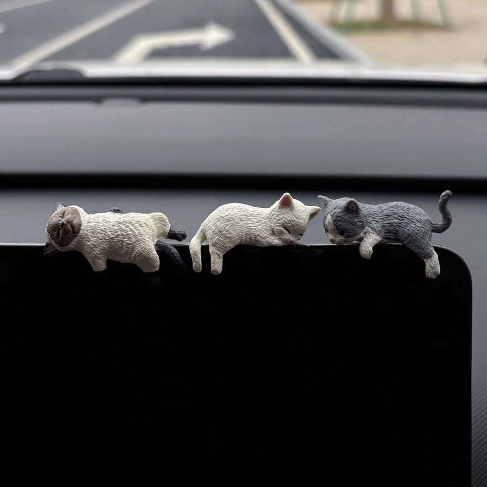 Car Landscape Cat Ornaments Sleeping Cat Car Interior Center Console Navigator Screen Decoration Home Decor Miniatures