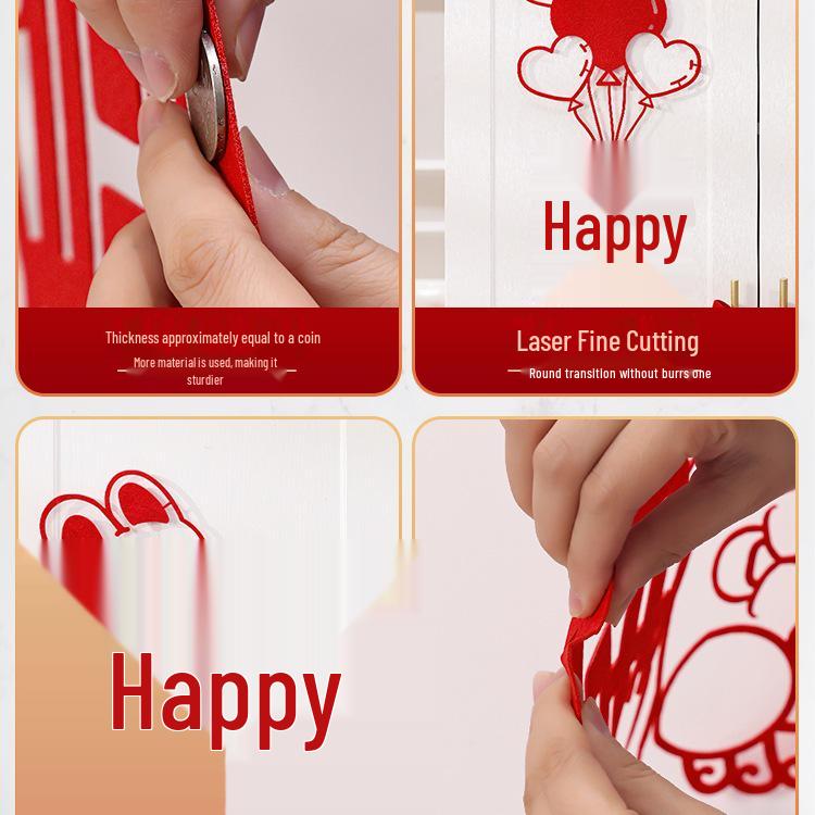 Double Happiness Wedding Decor Sticker: Cabinet, Window, Wardrobe