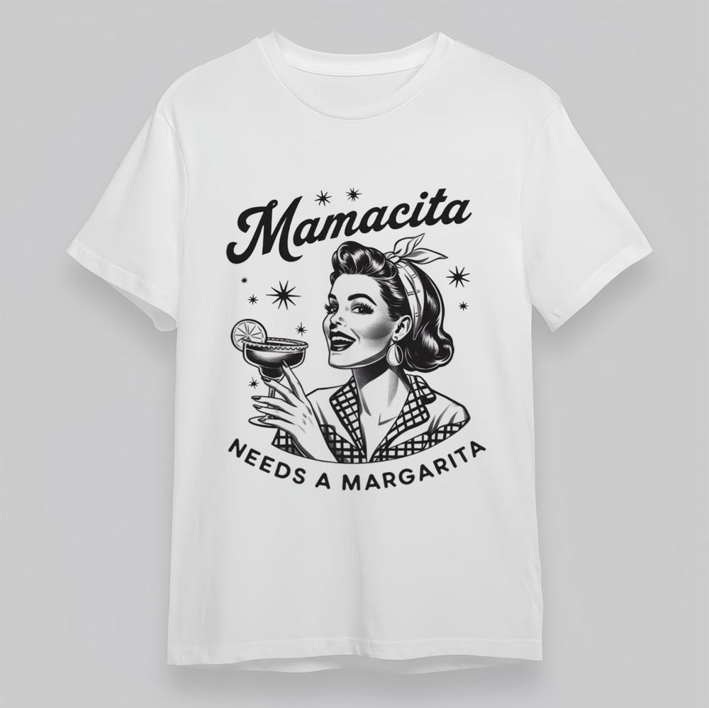 

Women s Plus Size Classic T-Shirt Mamacita Vintage Lady Retro Cocktail Art Tee 2XL
