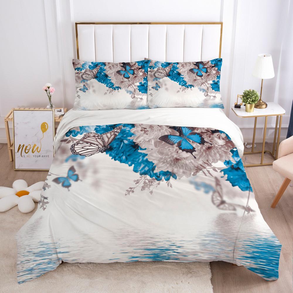 Butterfly Duvet Cover Set Pink Butterflies Rose Printed Comforter Cover Set For Girls Teens Women Spring Fresh Theme Quilt Cover